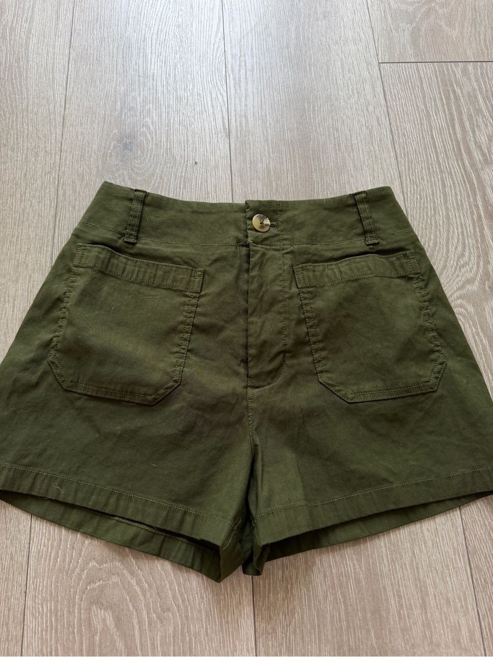 Maeve Olive High-Waist Cotton Shorts